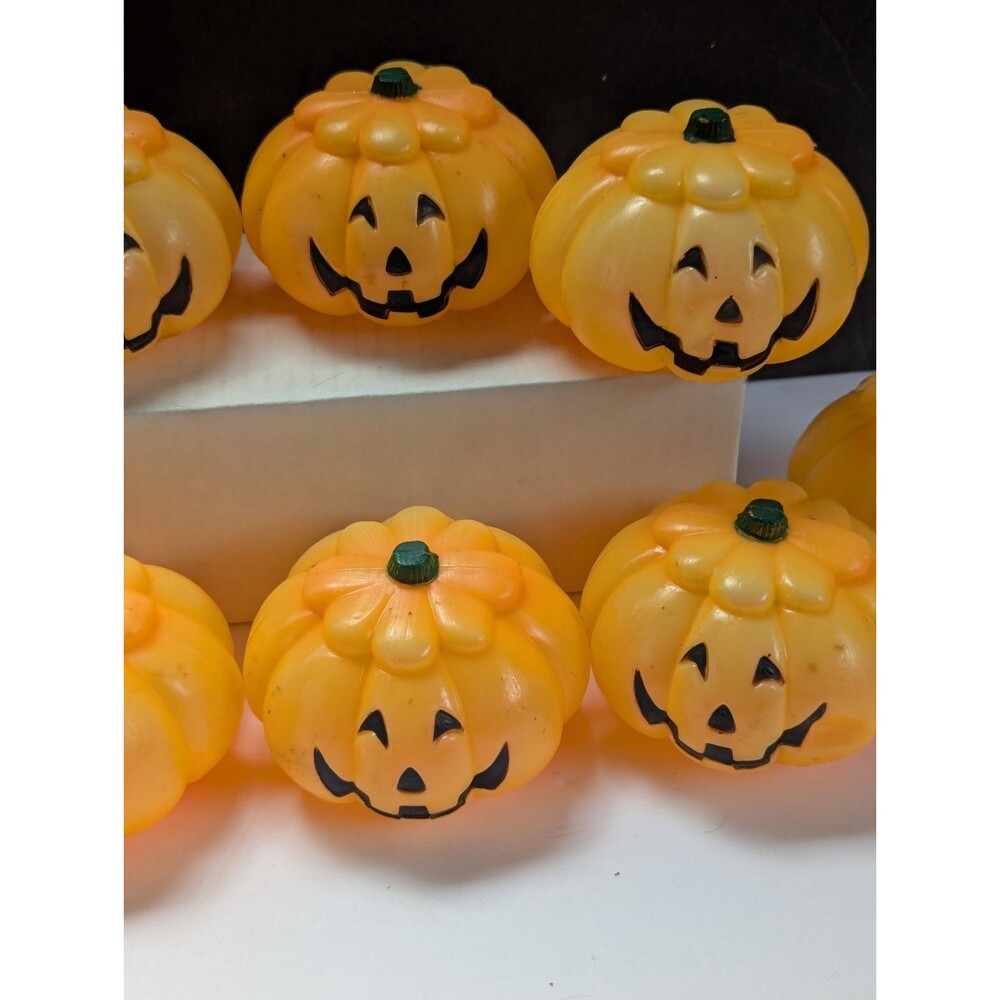 Vtg Blow Mold Plastic Jack O Lantern Pumpkin Replacement Light Covers Lot Of 8 - Picture 3 of 8
